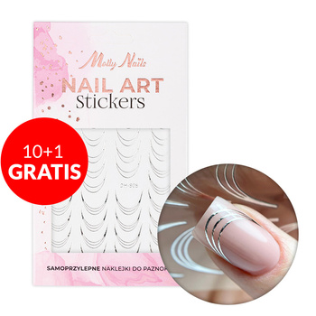 10+1 gratis Adesivi per unghie / French / Linea del sorriso alla francese 39 pezzi argento DH-808 MollyNails