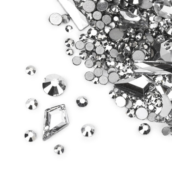 Decorazioni per unghie MollyNails: strass argentati assortiti, 150 pezzi