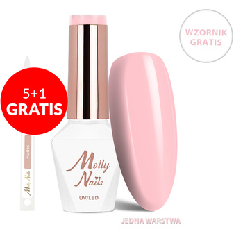5+1 in omaggio: smalto ibrido LED/UV Gel Polish Business Class n. 313 Rose Cashmere MollyNails senza HEMA/Di-HEMA, 8 g + campionario di tonalità nude in omaggio