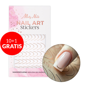 10+1 gratis Adesivi per unghie / French / Linea del sorriso francese MollyNails STZ-CS169 rosa dorato 48 pezzi