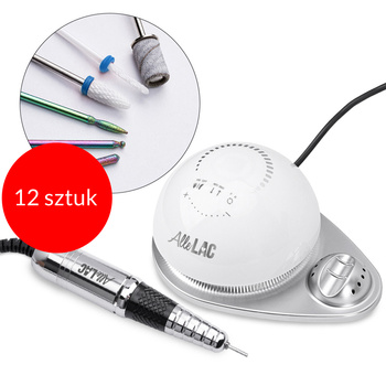 12 pezzi - Fresatrice per unghie AlleLac da 68 W per manicure e pedicure, bianca, modello M21, 50.000 giri/min