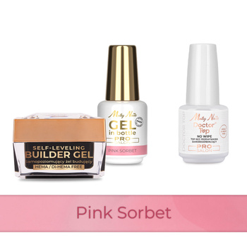 Molly Nails PRO MATCH SYSTEM 2+1 Pink Sorbet 2 gel modellanti + Doctor Top 15 g