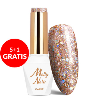5+1 gratis Smalto ibrido Molly Nails Queens Of Life Rose Gold senza HEMA/Di-HEMA 8 g n. 33
