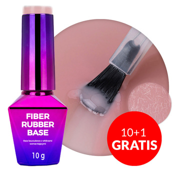 10+1 gratis Base in gomma LED/UV con fibre Molly Nails Rubber Fiber Base Nutty Nut 10 g