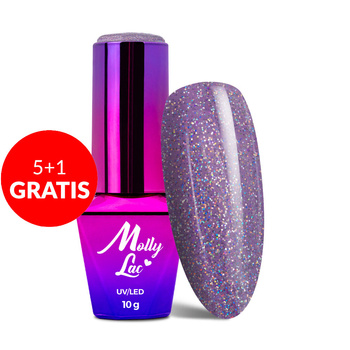 5+1gratis Lakier hybrydowy MollyLac Winter Crystalize Brthday Girl 10g Nr 224