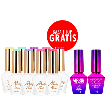 Set da 9 colori Sorbet HEMA/Di-HEMA Free + base e top GRATIS (S.O.S. Antidotum, Liquid Glass)