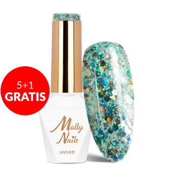 5+1 gratis Molly Nails Crushed Diamonds Glammy Chic HEMA/Di-HEMA-freier Hybridlack 8 g Nr. 537