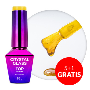 5+1 gratis – Farbiges Topcoat ohne Abwischen (No-Wipe) Crystal Glass Molly Nails Yellow HEMA/Di-HEMA-frei 10 g