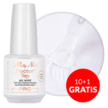 10+1gratis Top nabłyszczający samoregenerujący no wipe bez przecierania Doctor Top Pro Salon MollyNails HEMA/Di-HEMA Free clear 15g
