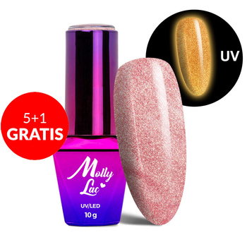 5+1 безкоштовно Гібридний лак, що світиться в темряві MollyLac Night Glowing Introspectre без HEMA/Di-HEMA 10 г № 671