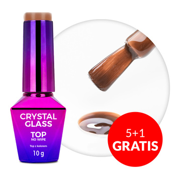 5+1 gratuit - Top coloré sans essuyage « no wipe » Crystal Glass Molly Nails Golden Brown, sans HEMA/Di-HEMA, 10 g