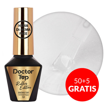50+5 gratis Rubber Doctor Top Molly Nails: top coat in gomma autorigenerante, senza bisogno di strofinare, privo di HEMA/Di-HEMA, trasparente, 10 g