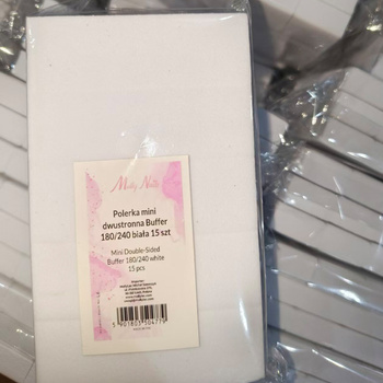 Polerka mini dwustronna Buffer 180/240 MollyNails biała 15 szt