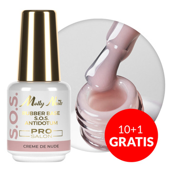 10+1 gratis: Elastische Kautschuk-Grundierung für Nageldekorationen S.O.S. Antidotum Pro Salon Molly Nails Creme de Nude 15 g