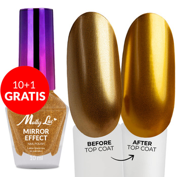 10+1gratis Lakier klasyczny MollyLac Mirror efekt lustrzany/metaliczny Nr 14 10 ml