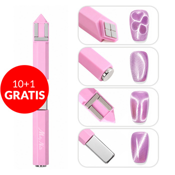 10+1gratis Magnes magnetyzer do kociego oka cat eye 4w1 MollyNails różowy