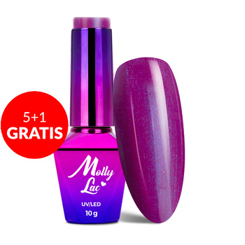 5 + 1 gratuit Vernis hybride MollyLac Bling it on! Purple Chic 10 g n° 504
