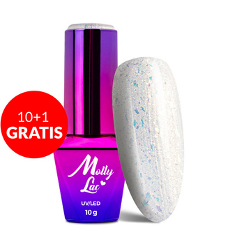 10 + 1 gratis: Esmalte híbrido MollyLac Mermaid Whispers Pearl Elixir, 10 g, n.º 597