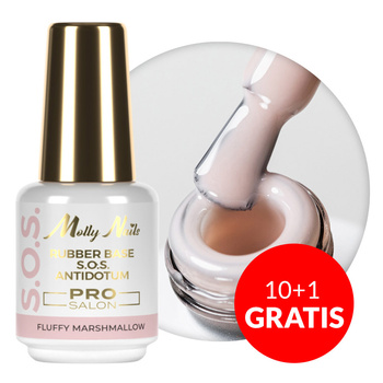 10+1 gratis: Kautschukbasis für flexible Nägel zur Verzierung S.O.S. Antidotum Pro Salon Molly Nails Fluffy Marshmallow 15 g
