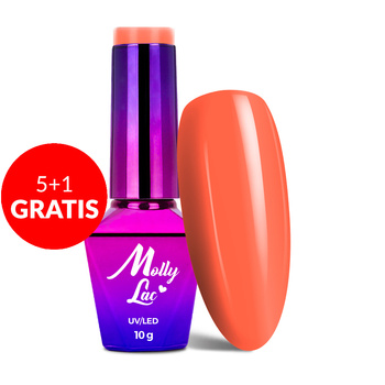 5 + 1 gratuit Vernis hybride MollyLac Power Flower Orange velvet sans HEMA/Di-HEMA 10 g N° 721