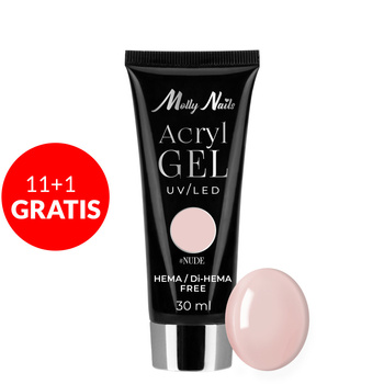 11+1 gratis Acrylgel Polygel Aufbau-Gel für Nagelverlängerungen AcrylGel Molly Nails HEMA/Di-HEMA-frei Nude 30 ml