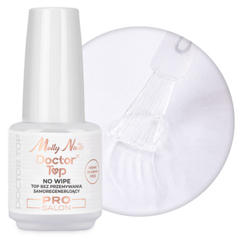 Top nabłyszczający samoregenerujący no wipe bez przecierania Doctor Top Pro Salon MollyNails HEMA/Di-HEMA Free clear 15g