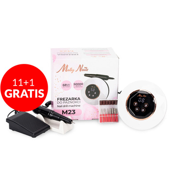 11+1gratis Frezarka do paznokci 68W MollyNails do manicure pedicure biała M23 50 000 obrotów