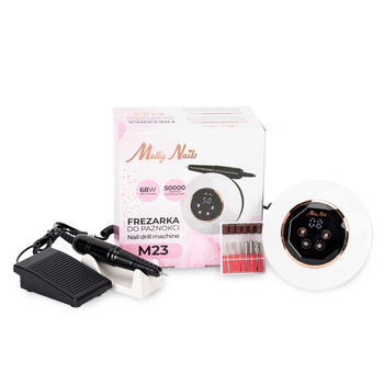 Frezarka do paznokci 68W MollyNails do manicure pedicure biała M23 50 000 obrotów