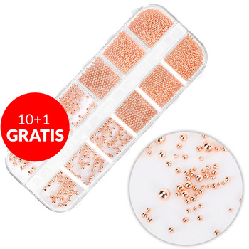 10+1gratis Kasetka z ozdobami bulion Molly Nails różowe złoto rose gold 1000 sztuk