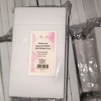 Polerka mini dwustronna Buffer 100/180 MollyNails biała 15 szt