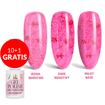 10+1gratis Lakier hybrydowy LED/UV Gel Polish Pinks PI35 Candy Stars AlleLac HEMA/Di-HEMA Free 6g