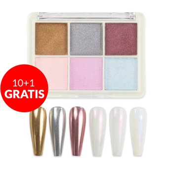 10+1gratis Pyłek do paznokci efekt lustra kasetka 6 kolorów Molly Nails Nr 1