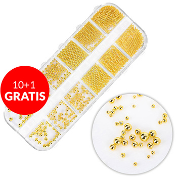 10+1gratis Kasetka z ozdobami bulion Molly Nails złoty gold 1000 sztuk