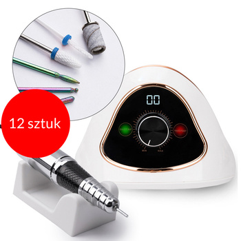 12sztuk Frezarka do manicure i pedicure 68W No Name biało-złota M15 45 000 obrotów