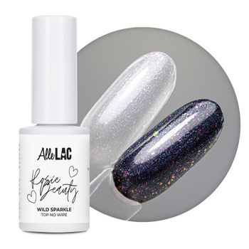 Top z efektem biżuteryjnym różowo-fioletowymi drobinkami Wild Sparkle Top no wipe AlleLac x Rosie Beauty 6g