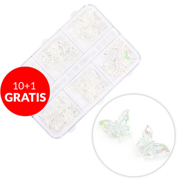 10+1gratis Kasetka z ozdobami motylki 3D Molly Nails 36 sztuk