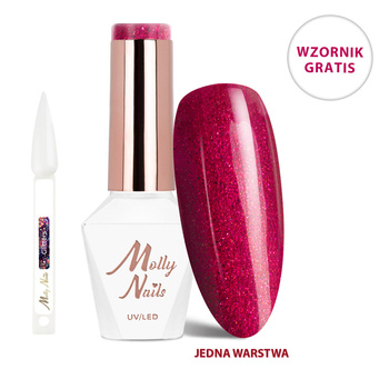 Lakier hybrydowy LED/UV Gel Polish La Vie en Rouge Nr 324 Shimmering Lips MollyNails HEMA/Di-HEMA Free 8g+ Wzornik Glitters GRATIS