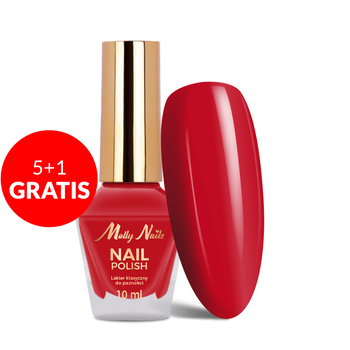 5+1gratis Lakier klasyczny Molly Nails Red Vinyl 10 ml