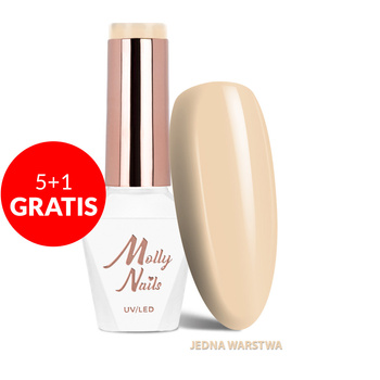 5+1gratis Lakier hybrydowy LED/UV Gel Polish Business Class Nr 315 Warm Latte MollyNails HEMA/Di-HEMA Free 8g