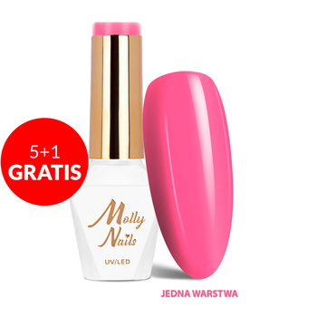 5+1gratis Lakier hybrydowy LED/UV Gel Polish Sorbet Nr 296 Flamingo Pink Molly Nails HEMA/Di-HEMA Free 8g