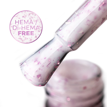 Mleczna baza kauczukowa z fioletowo metalicznymi płatkami Flakes Rubber Base Milk&Purple Molly Nails HEMA/Di-HEMA Free 10 gram