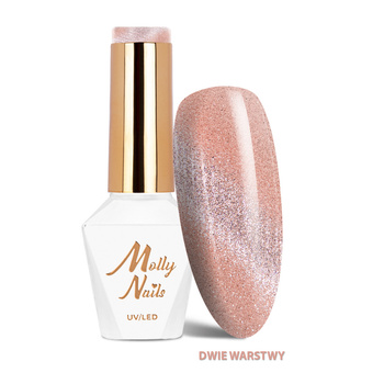 Lakier hybrydowy LED/UV Gel Polish Cat Eye Crystal Water Nr 266 Nude Molly Nails HEMA/Di-HEMA Free 8g