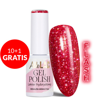 10+1gratis Lakier hybrydowy LED/UV Gel Polish Reds Flash Glitter Raspberry Allelac HEMA/Di-HEMA Free 6g