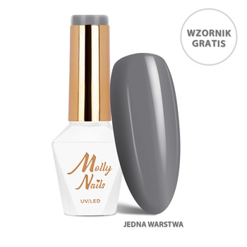 Lakier hybrydowy LED/UV Gel Polish The Trend Edit Nr 307 Steel MollyNails HEMA/Di-HEMA Free 8g+ Wzornik Blacks GRATIS