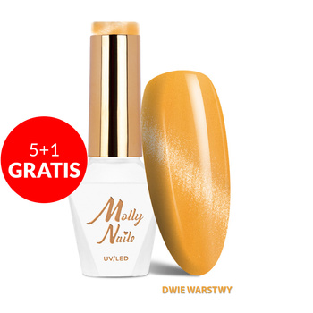 5+1gratis Lakier hybrydowy LED/UV Gel Polish Cat Eye Pastel Nr 277 Honey Molly Nails HEMA/Di-HEMA Free 8g