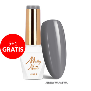 5+1gratis Lakier hybrydowy LED/UV Gel Polish The Trend Edit Nr 307 Steel MollyNails HEMA/Di-HEMA Free 8g