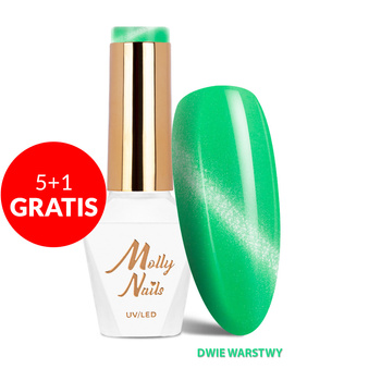 5+1gratis Lakier hybrydowy LED/UV Gel Polish Cat Eye Pastel Nr 271 Mint Molly Nails HEMA/Di-HEMA Free 8g
