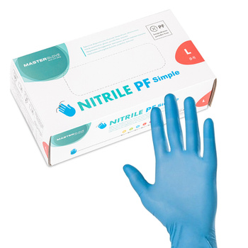 Rękawiczki nitrylowe bezpudrowe Master Glove PF Simple Rozmiar L niebieskie 100 szt