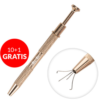 10+1gratis Uchwyt chwytak do gąbek do ombre Molly Nails 12,2cm złoty