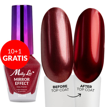 10+1gratis Lakier klasyczny MollyLac Mirror efekt lustrzany/metaliczny Nr 10 10 ml